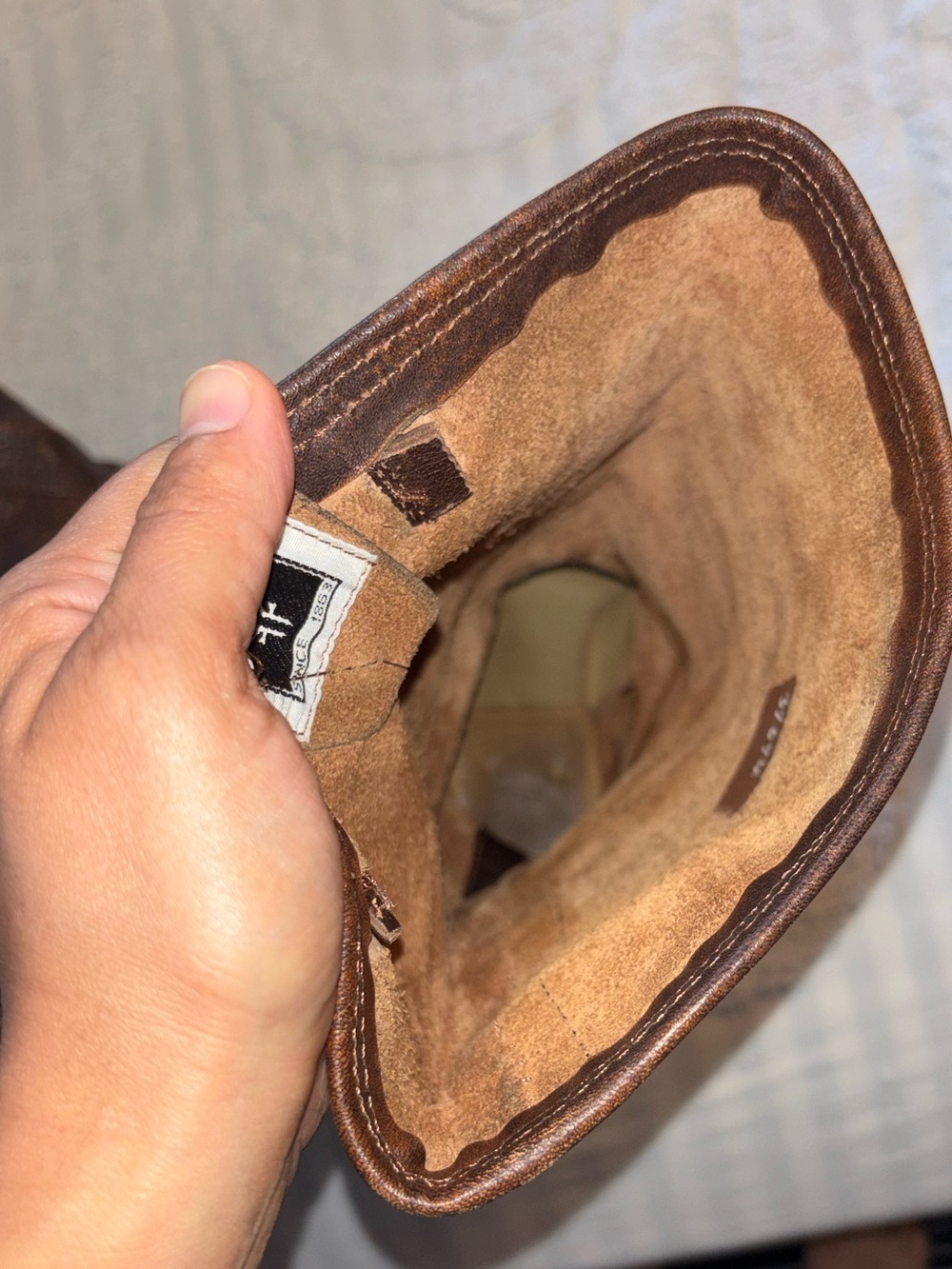 Frye Brown Suede-Lined Leather Boots Size 8 - Picture 7 of 15